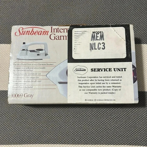 Vtg Sunbeam International Travel Iron Garment Steamer #10069 Gray Works Orig Box - Picture 1 of 2